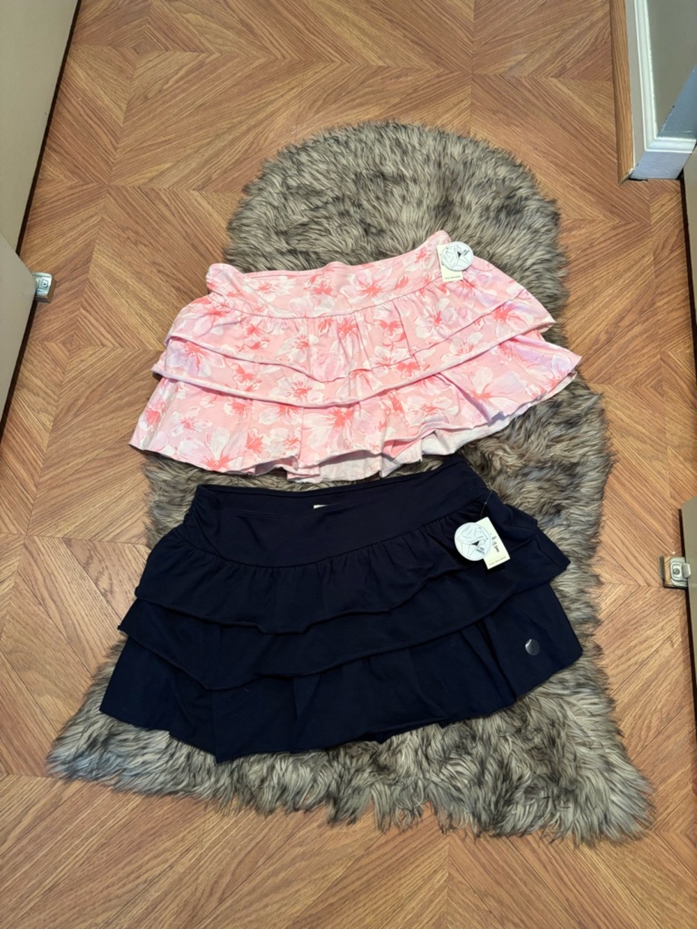 Aero Tiered Ruffle Skorts - Pink Floral / Navy